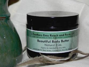 Body butter with emu oil from 3 Feathers Emu Ranch