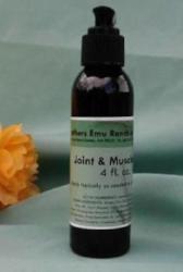 4 oz bottle joint and muscle rub made with emu oil from 3 Feathers Emu Ranch