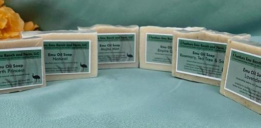 gentle handmade soap with emu oil and goats milk from 3 Feathers Emu Ranch
